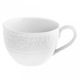 Русь Чашка фарфоровая 210мл, д8,6см h6см, глянцевая глазурь, белый, рельефный декор (Китай)