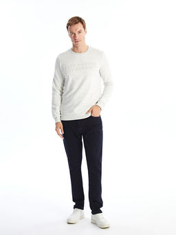 Bisiklet Yaka Uzun Kollu Erkek Kal?n Sweatshirt