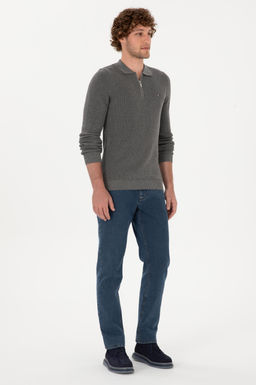 Erkek Regular Fit Fermuarl_ Gri Melanj Basic Kazak - U.s. polo assn фото 4