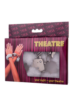 Наручники TOYFA Theatre, меховые, белые, 28 см.  фото 3