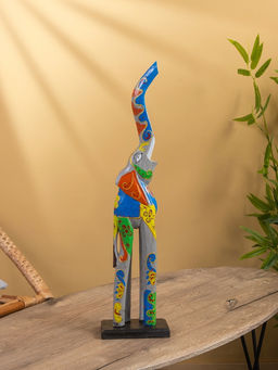 Сувенир «Слон пёстрый», на подставке, 9×16×60 см, дерево