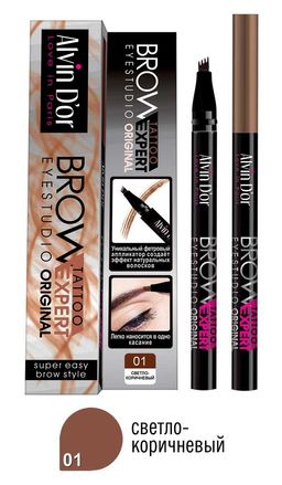 Alvin Dor P-10 Лайнер для бровей Brow Tattoo тон 01 Light brown 7мл в коробке