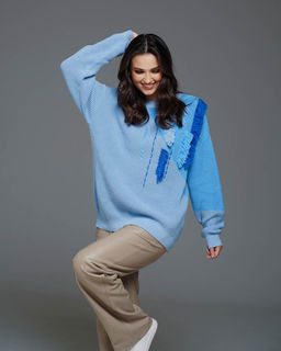 Авторский вязанный джемпер с БАХРОМОЙ 100% ХЛОПОК