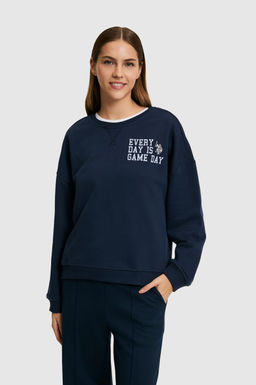 Kad_n Lacivert Bisiklet Yaka Sweatshirt