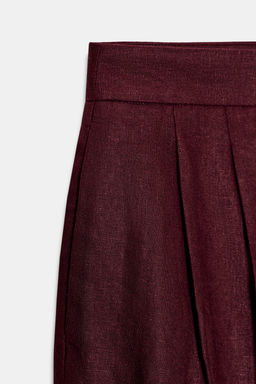 BERMUDA PINZAS CON LINO / Burgundy - Zara фото 6