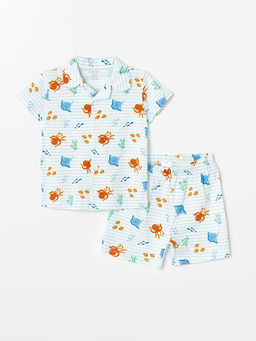 Polo Yaka Yaka K?sa Kollu Erkek Bebek ?ortlu Pijama Tak?m?