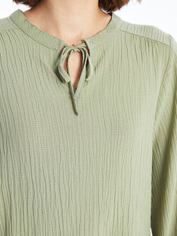 Ba?lamal? Yaka D?z Uzun Kollu Kad?n Bluz