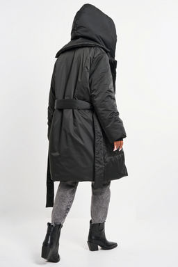 Куртка удлиненная со съемным капюшоном черная
