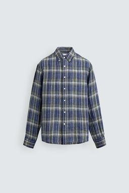 CAMISA 100% LINO CUADROS / Azules - Zara фото 7