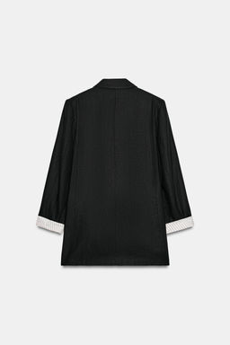 BLAZER CON LINO MANGA REMANGADA / Negro - Zara фото 7