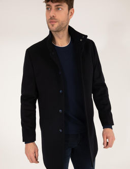 Lacivert Slim Fit Palto