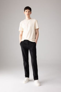 Regular Fit Normal Kesim Gabardin Chino Kanvas Pantolon Yazl?k Fermuar Cepli Duz Paca
