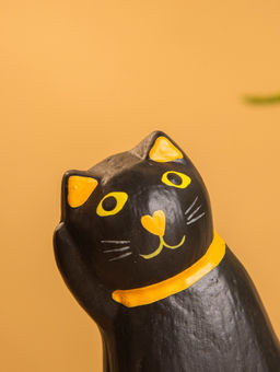 Сувенир «Чёрный кот», 3×5×6 см, дерево