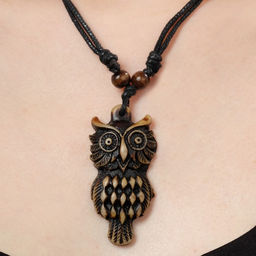 Цена за 2 шт. Кулон на шнурке «Филин», коричнево-чёрный на чёрном шнурке, 80 см