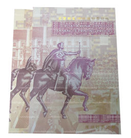 Альбом для 5 бонн номиналом от 5 до 1000 куна 1993 года Хорватия (пробные,неразрезанный лист (б/у)