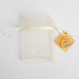 Цена за 10 шт. Мешочек подарочный органза бежевый «С любовью», с шильдиком, 7 х 9 см +/- 1.5 см