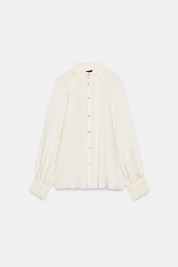 BLUSA SATINADA CUELLO SUBIDO / Crudo - Zara фото 7
