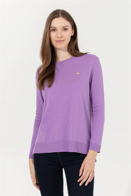 Женский сиреневый базовый свитер с круглым вырезом Неожиданная скидка в корзине