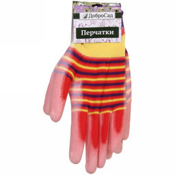 Цена за 12 шт. Перчатки нейлоновые "Радуга" с ПВХ покрытием полуоблитые, красные 8 р-р ДоброСад