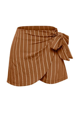 Trendyolmilla Kahverengi Dokuma Baglama Detayl? Plak Sort Etek TBESS25SR00017  фото 8