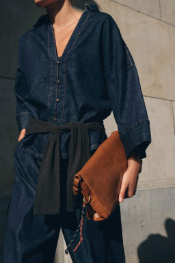 DENIM EFFECT BUTTON-UP SHIRT - Zara фото 3