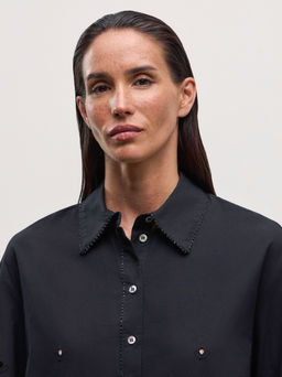 Хлопковая рубашка с вышивкой / Zarina  фото 9