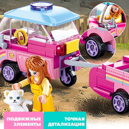 Конструктор Розовая Мечта «Машинка с прицепом», 116 деталей