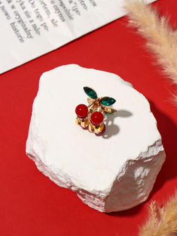 Цена за 6 шт. Краб для волос "Вишенки" 2х2 см, золото