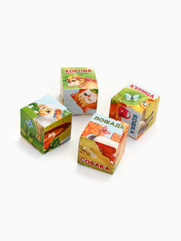 Цена за 2 шт. Кубики «Домашние животные», по методике Монтессори, 4 шт., 3+