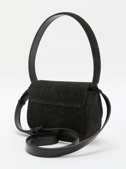 Женская сумка на плечо из денима DIESEL 1DR Артикул 4285115, черный  фото 4