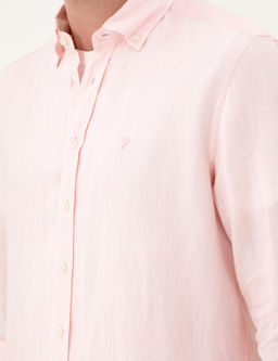 Pembe Regular Fit %100 Keten G_mlek
