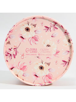 Коробка для макарун, кондитерская упаковка тубус с окном, «Розовые цветы» 12×12×5 см