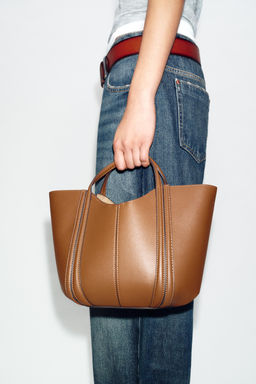 BOLSO MINI CITY PESPUNTES / Tostado oscuro - Zara фото 2