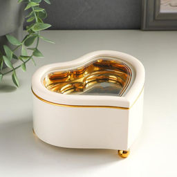 Шкатулка музыкальная механическая «Белое сердце с балериной», 7×13×11.5 см