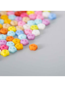 Цена за 3 шт. Пуговицы пластик для творчества 2 прокола «Цветные цветочки», набор 80 шт., 0.6×0.6 см