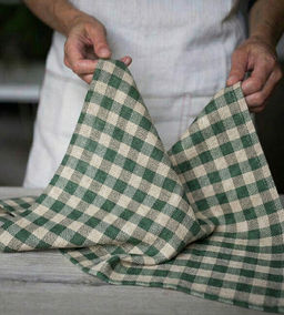 Набор кухонных полотенец 33x50, 2 шт белый/зеленый, белый/бежевый хлопок - Denastia фото 2