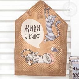 Полотенце 50*60 см. Кошачьи тайны рогожка хлопок 100%