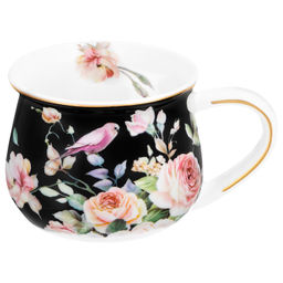 Кружка 250 мл 11,5*8,5*7 см "Певчие птички на черном" бочонок, фарфор NEW BONE CHINA
Состав: Фарфор