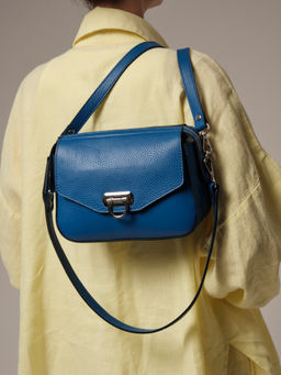 Сумка кожаная через плечо Azaro 3684 синяя гуашь