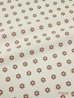 Муслин двухслойный с эф.фактурной стежки Коричневые ромашки на молочном-2, СОРТ2, ш.1.39м, хл-100%