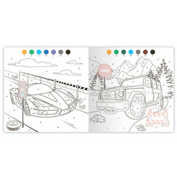 Раскраска по номерам с наклейками Крутые гонки, 16 стр.