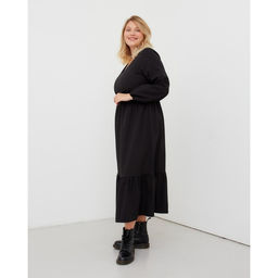 Платье женское миди MIST plus-size, чёрное, размер 52, однотонное