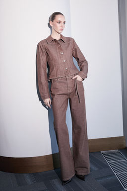 Kahverengi Trucker Fitted 100% Pamuk Denim Ceket TWOSS26CE00004 - Trendyolmilla фото 3