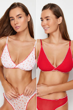 TRENDYOLMILLA Pembe-Cok Renkli 2li Tul Ip Ask?l? Balensiz Kaps?z Bralette Orme Sutyen THMSS24SU00010