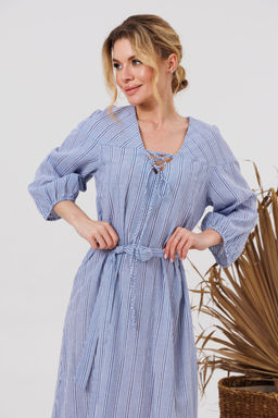 Платье AMORI 9848 полоска голубая фото 4