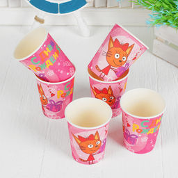 Стакан бумажный Три кота, в наборе 6 шт., 180 мл, цвет розовый - Simaland фото 2