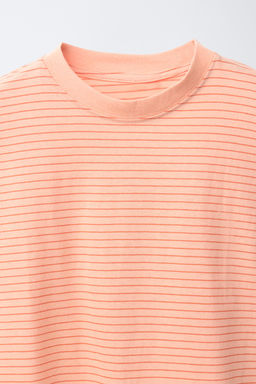 PACK TRES CAMISETAS RAYAS Y LISAS / Mandarina