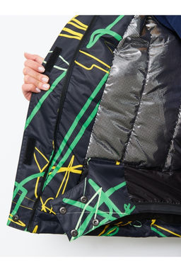 Акция -10%!!! М-155 Костюм зимний женский Принт черно/зеленый