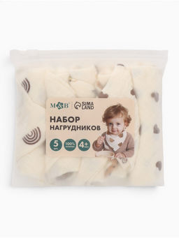 Слюнявчики, набор 5 штук, муслин, M&B