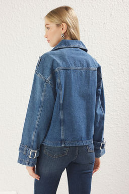 Mavi Kruvaze Kemer Tokal? Oversize Denim Blazer Ceket TWOSS25CE00018 - Trendyolmilla фото 5